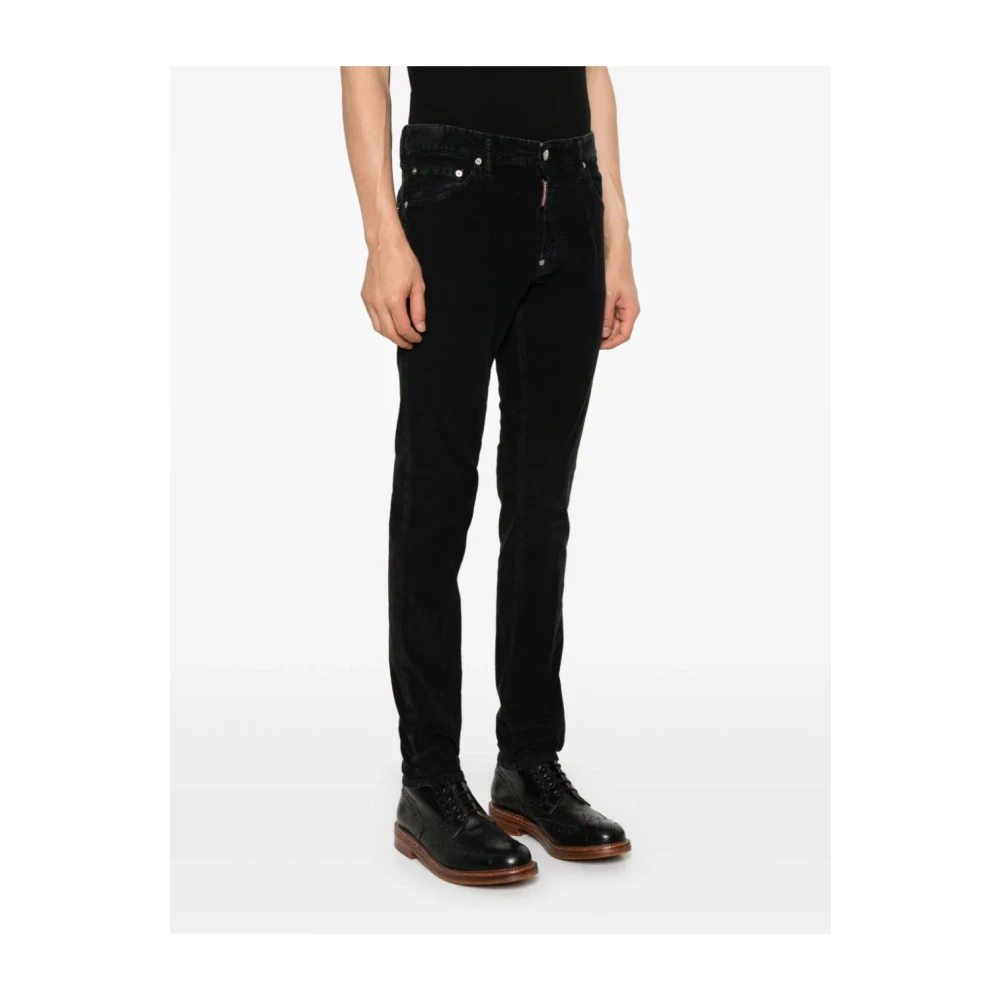 Dsquared2 Zwarte Corduroy Slim Fit Broek Black Heren