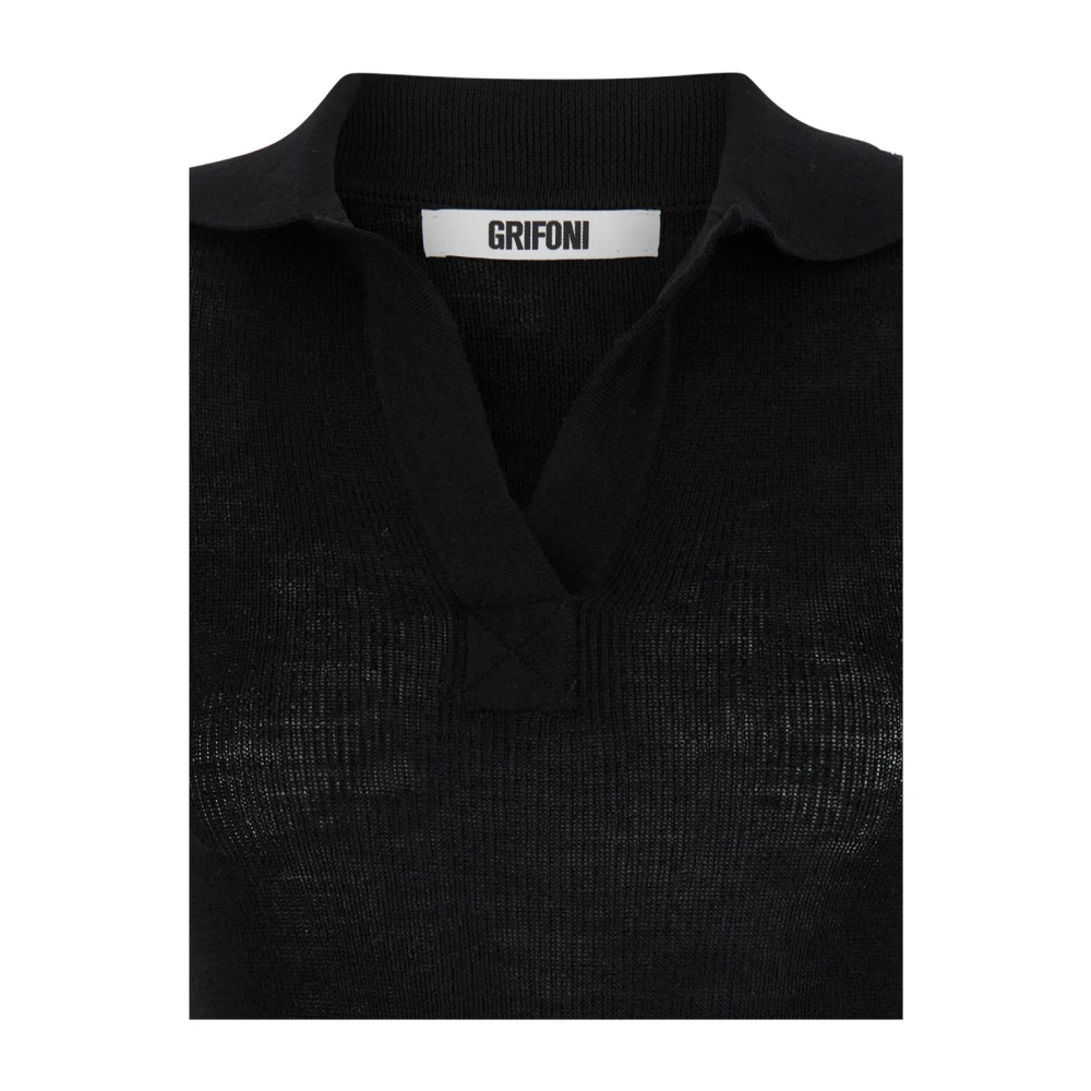 Mauro Grifoni Zwart Knit Polo T-shirts en Polos Black Dames