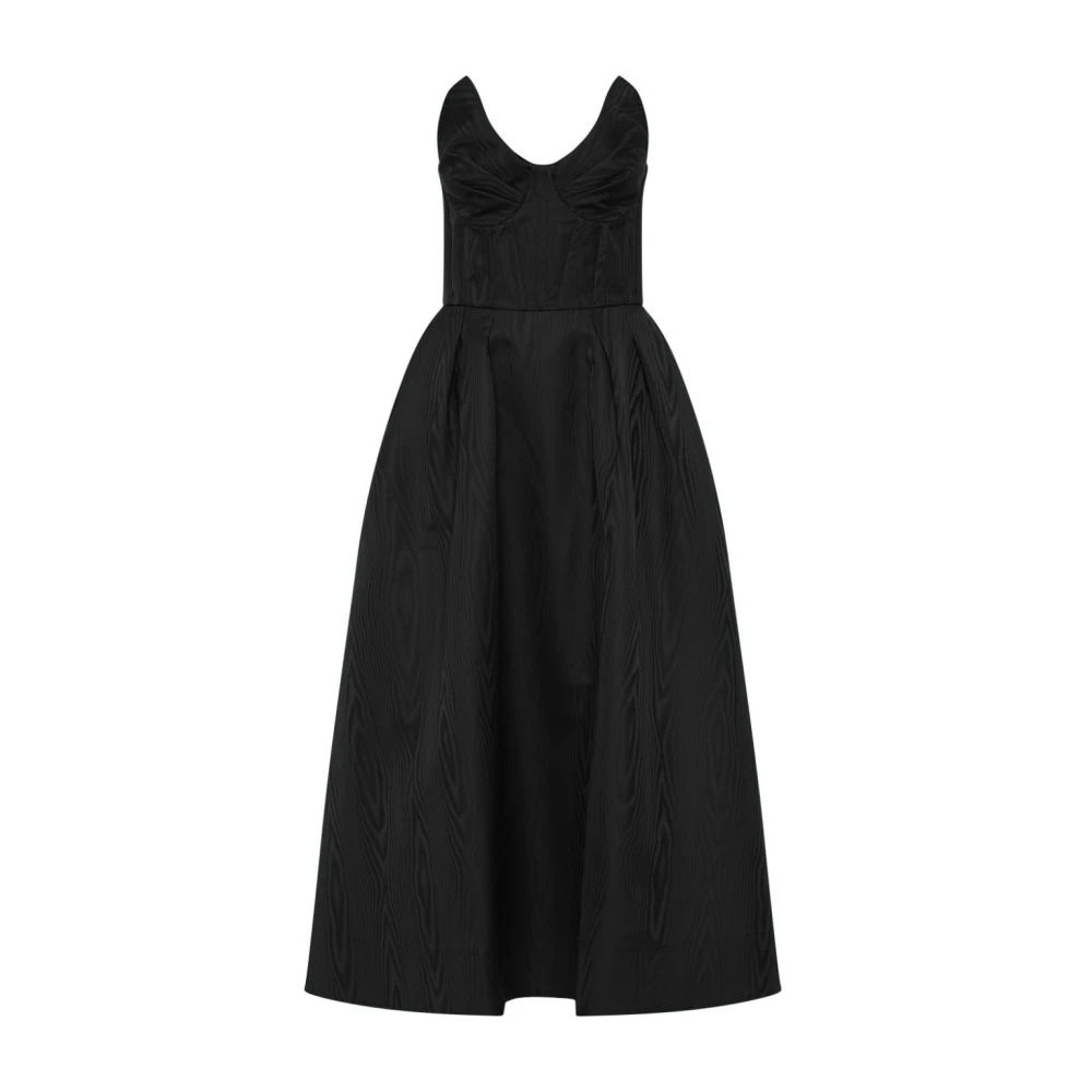 Rebecca Vallance Svart Taffeta Midi Klänning med Korsett Black, Dam