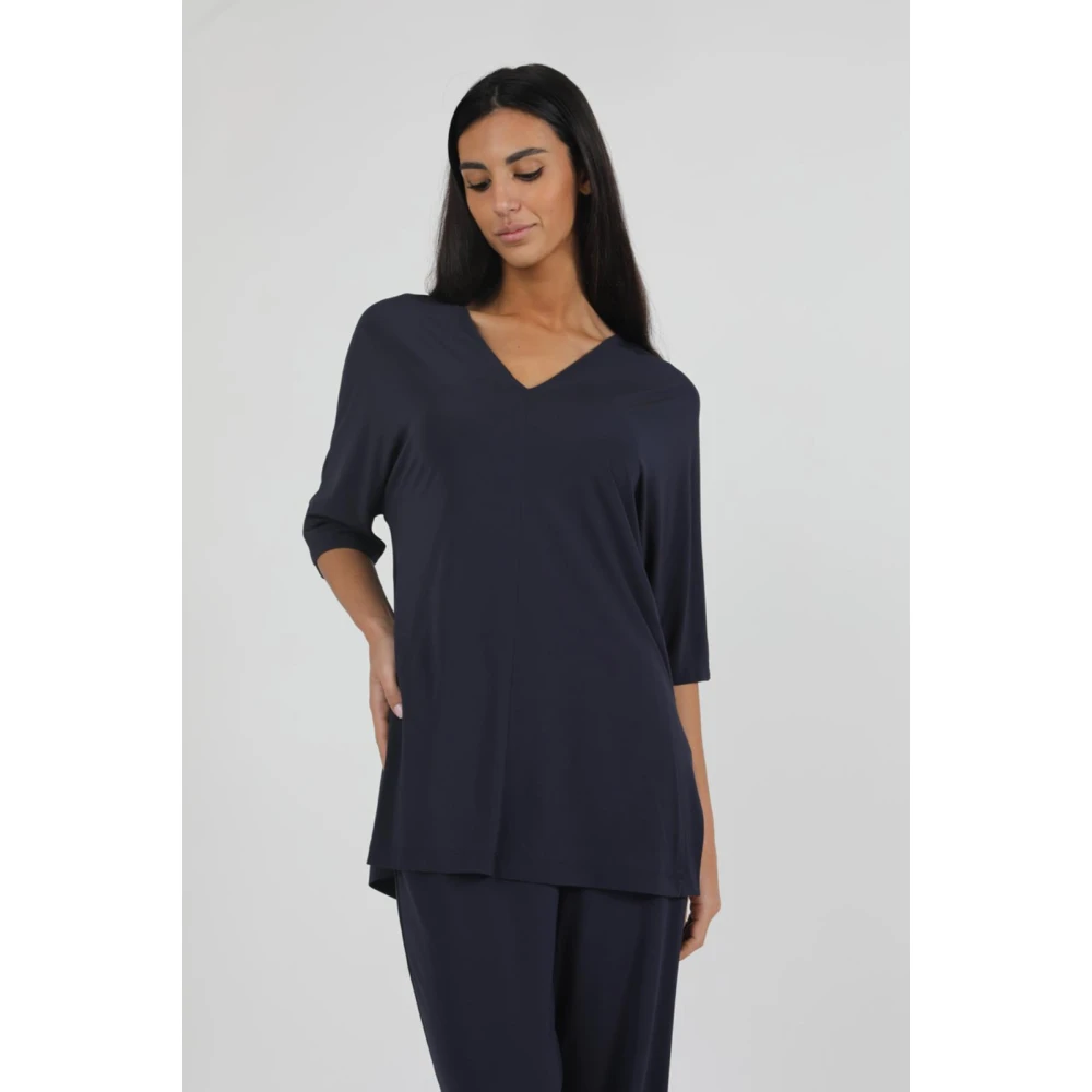 Max Mara V-Hals Locarno Blouse Blue Dames