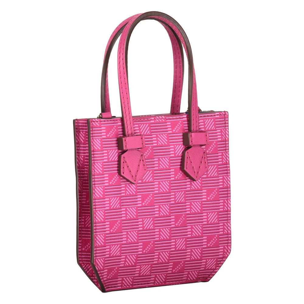 Moreau Paris Korrelig leren schoudertas met logo Pink Dames
