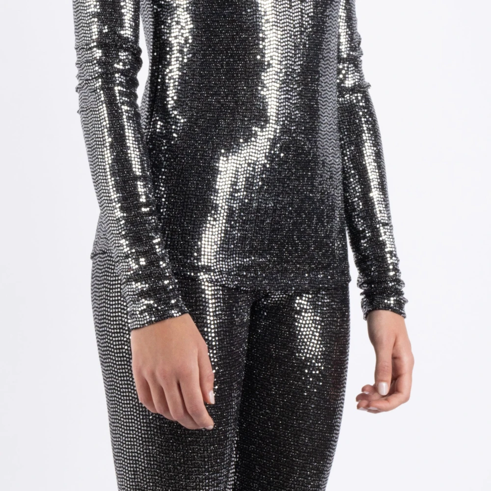 Isabel marant Zwarte Nylon Metalen Elastaan Top Black Dames
