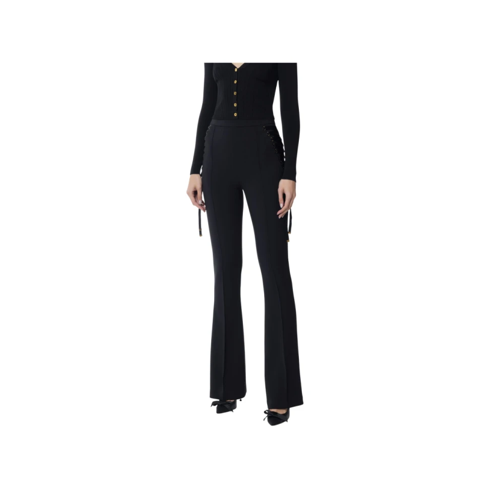 Elisabetta Franchi Zwarte Flared Crêpe Broek Black Dames