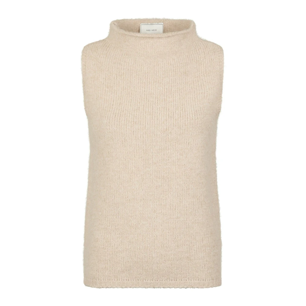NEO NOIR Zachte Gebreide Hoge Hals Trui Zand Beige Dames