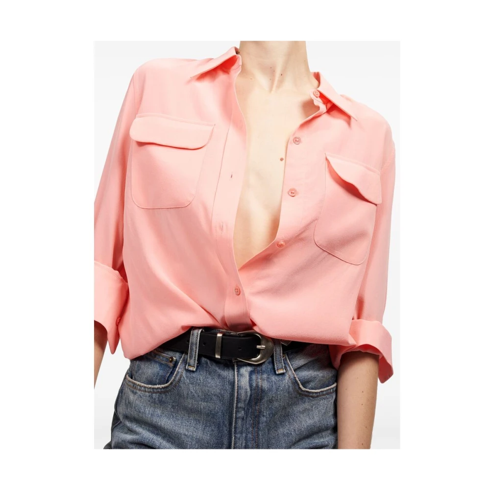 Equipment Flamingo Pink Zijden Overhemd met Klassieke Kraag Pink Dames