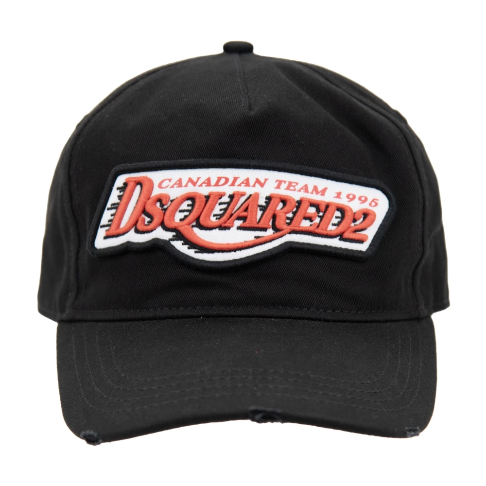 Dsquared2 Unisex Black Hats & Caps, One Size, Embroidered Baseball Cap With Buckle