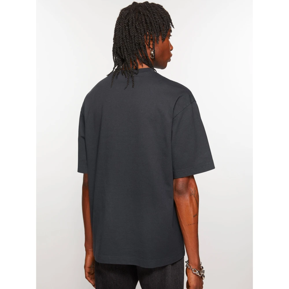 Acne Studios Zwart Stempel Logo T-shirt Black Heren