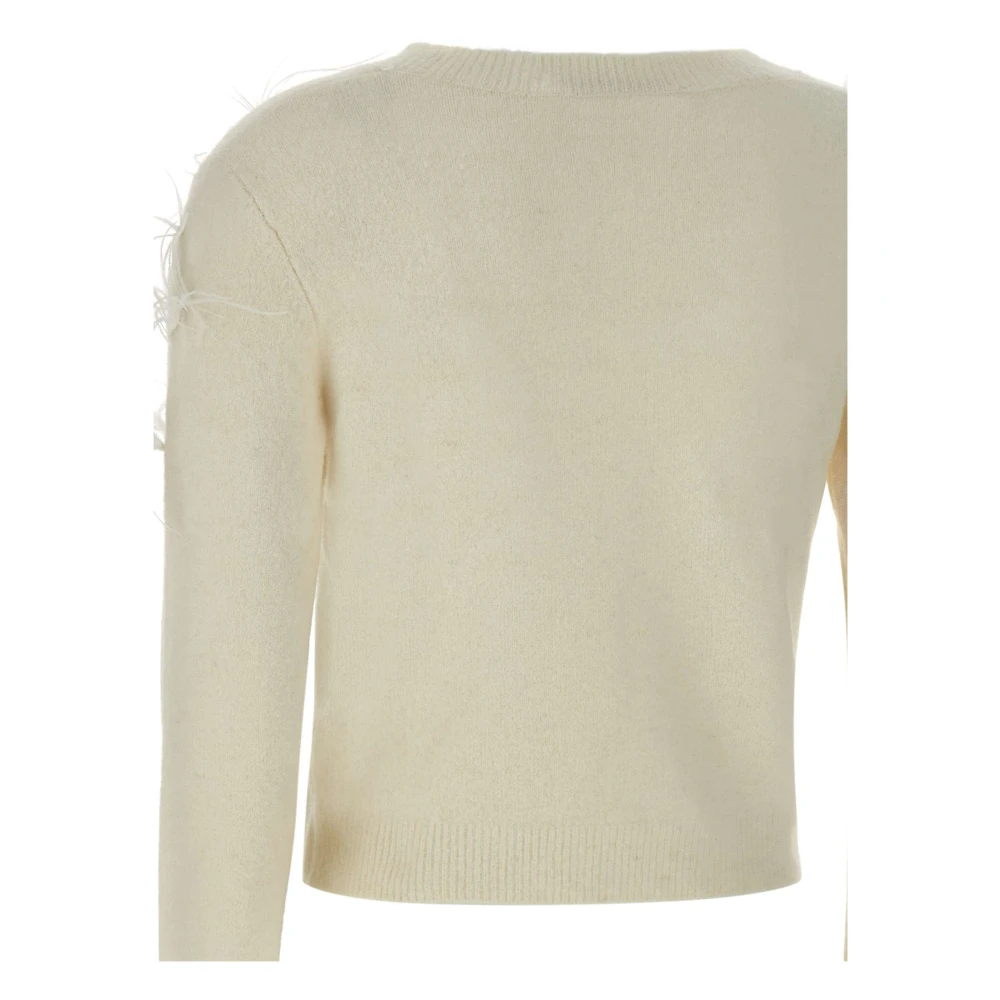 Kaos Veren Detail Wollen Trui White Dames