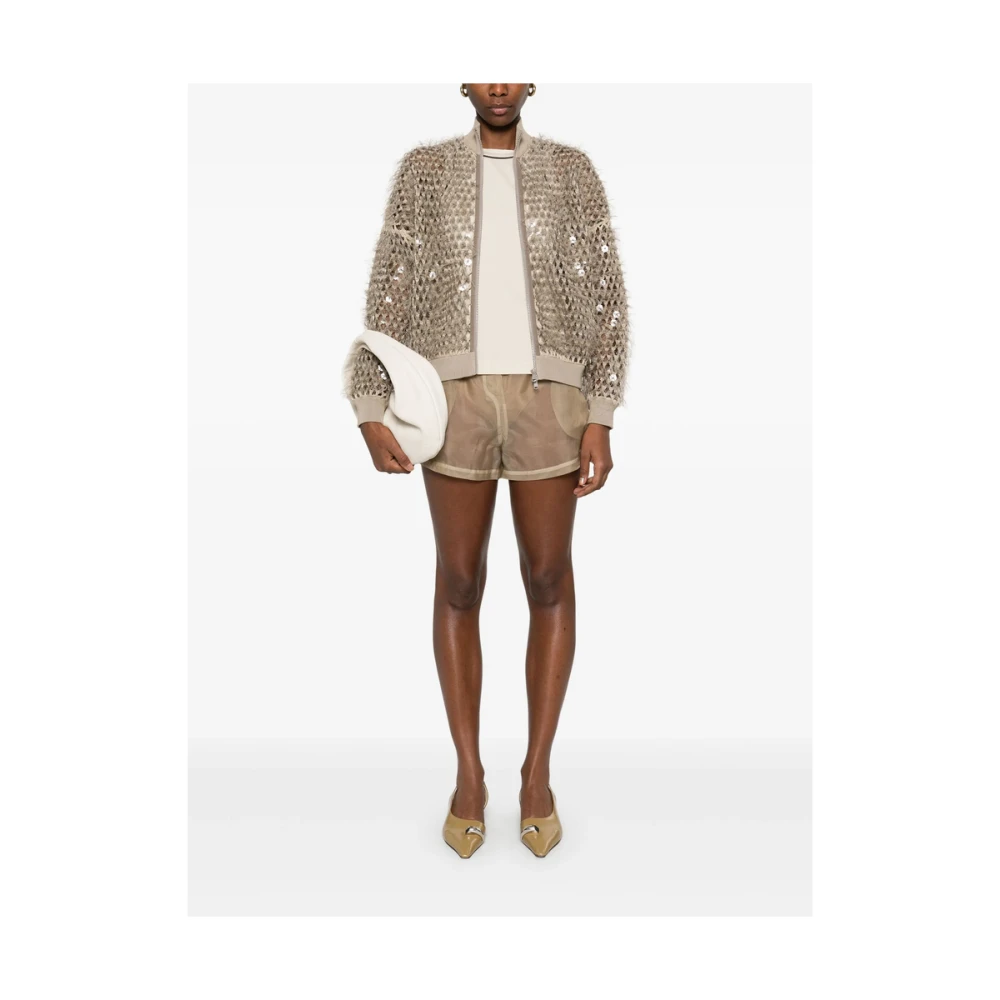 BRUNELLO CUCINELLI Beige Crew Neck Sleeveless Bead Top Beige Dames