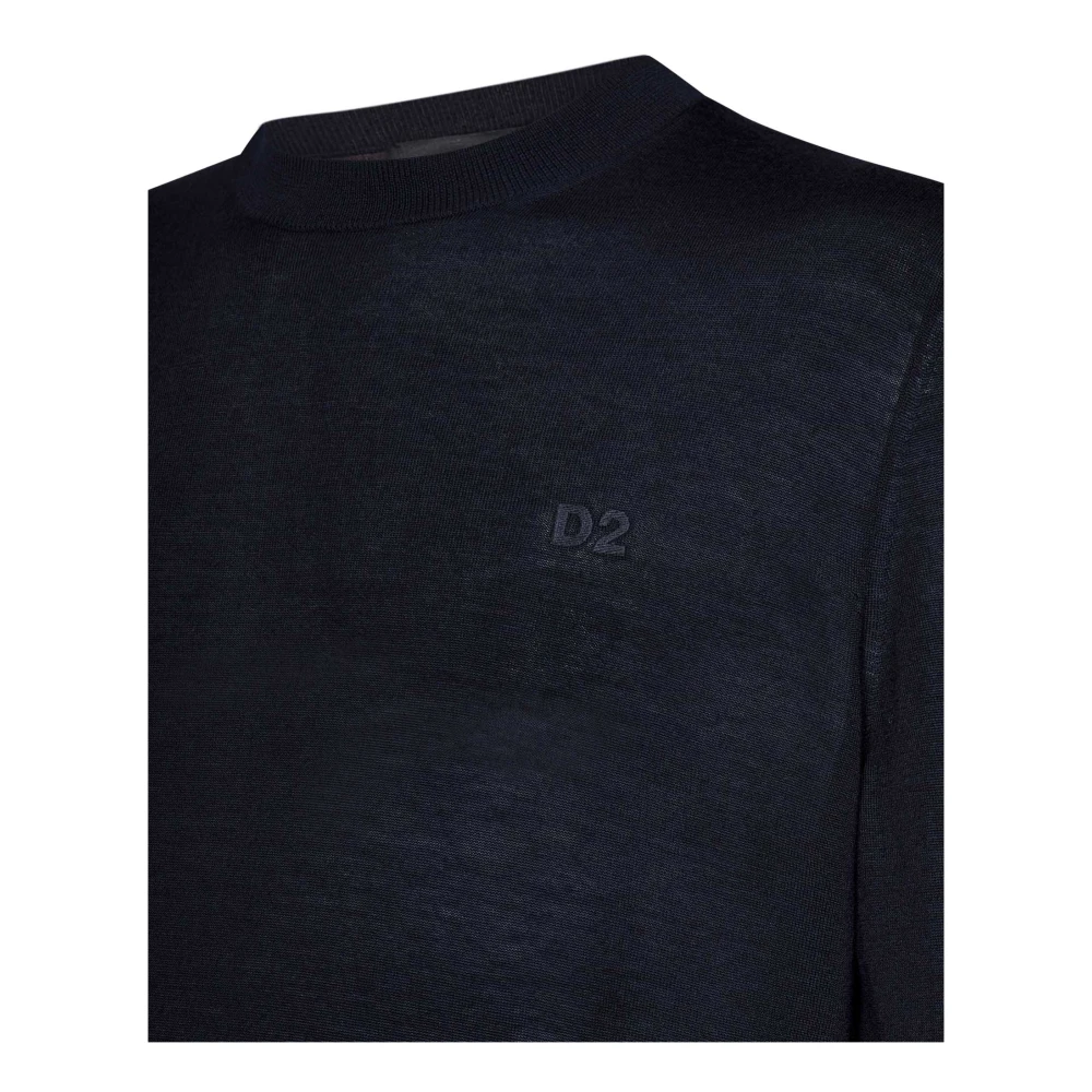 Dsquared2 Blauwe Wol Crewneck Sweater Aw24 Blue Heren