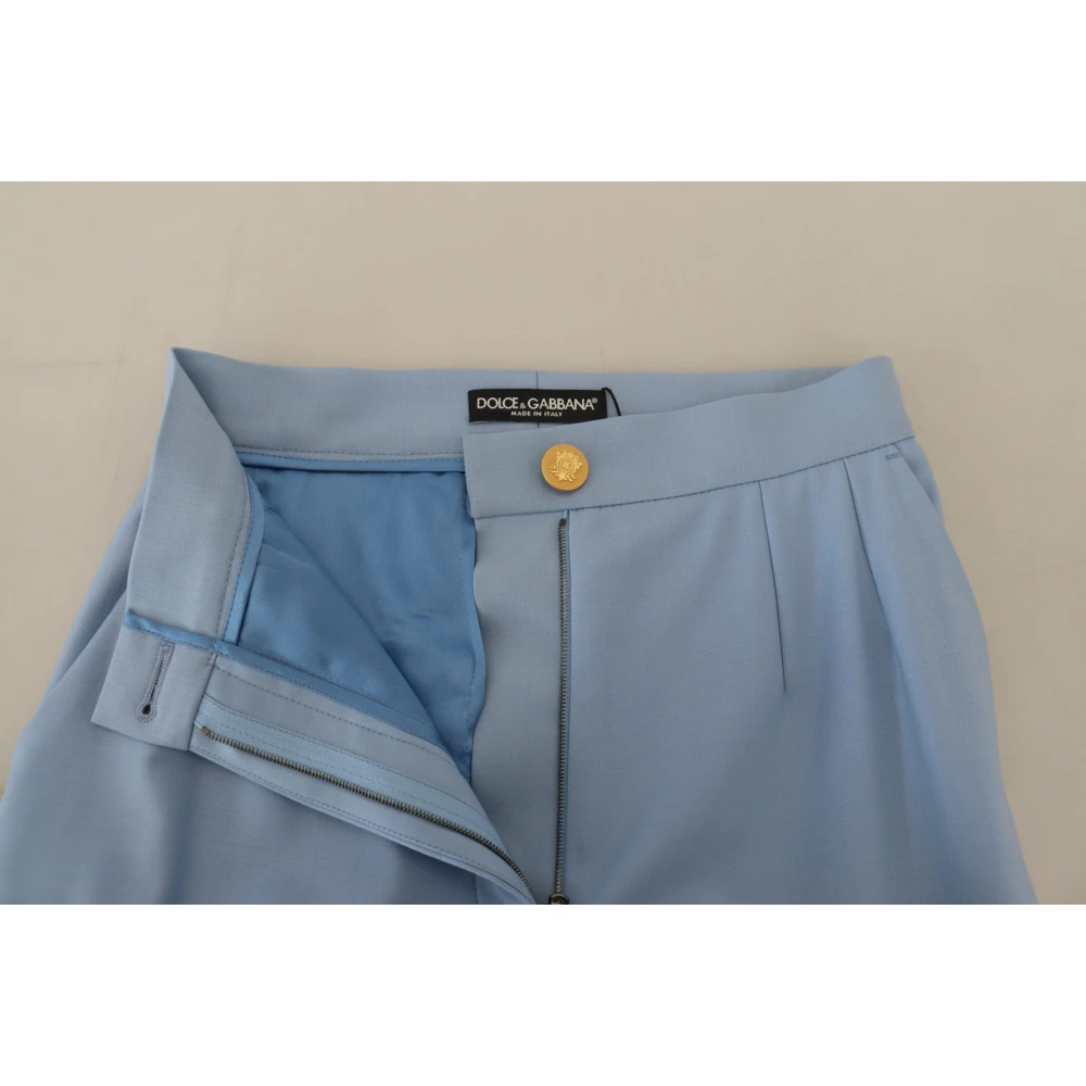 Dolce & Gabbana Elegante lichtblauwe broek van wol-zijde mix Blue Dames