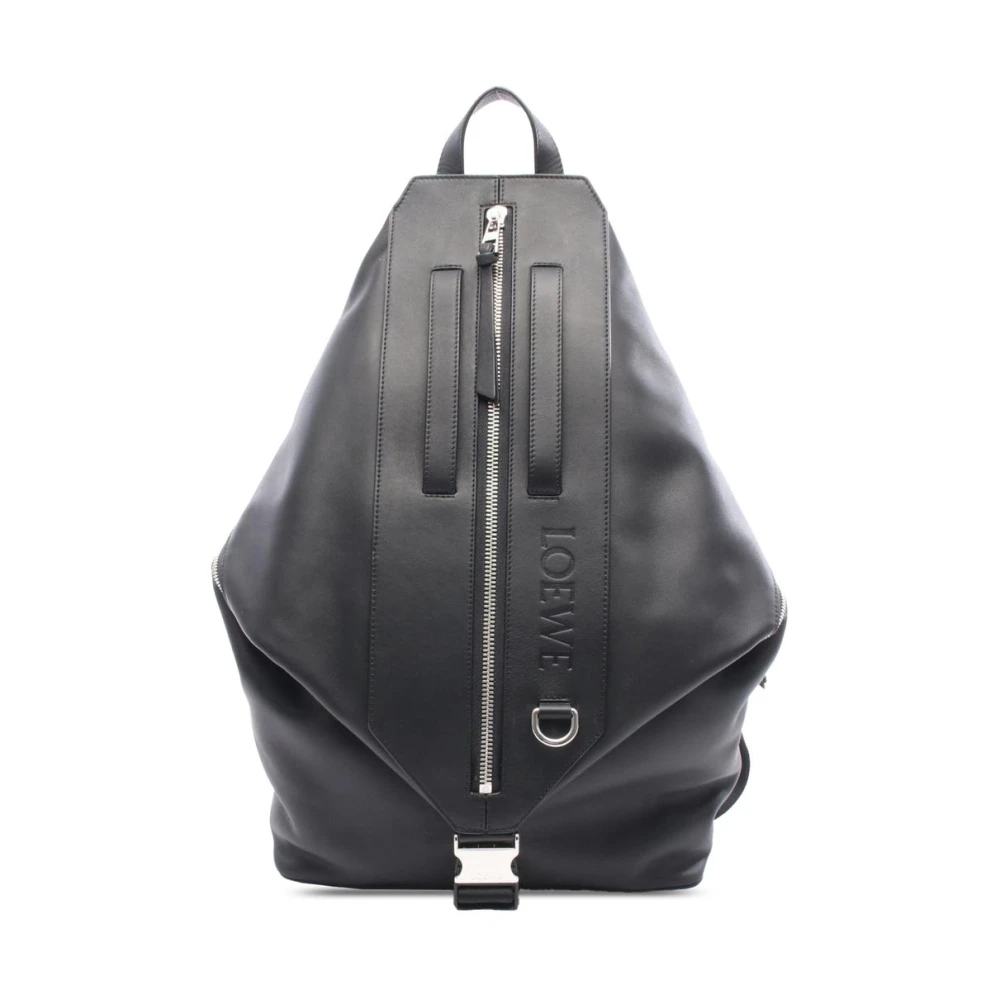 Loewe Pre-Owned Women's Black Pre-Owned Vintage Leather Geometric Backpack