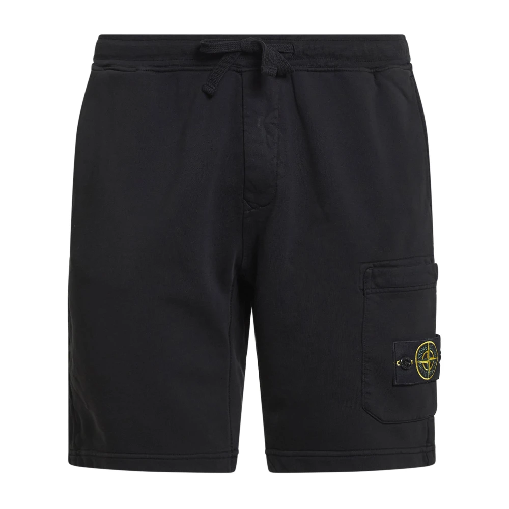 Stone Island Men's Black 6200011 Cotton Fleece Shorts - Casual Shorts - L - Shorts