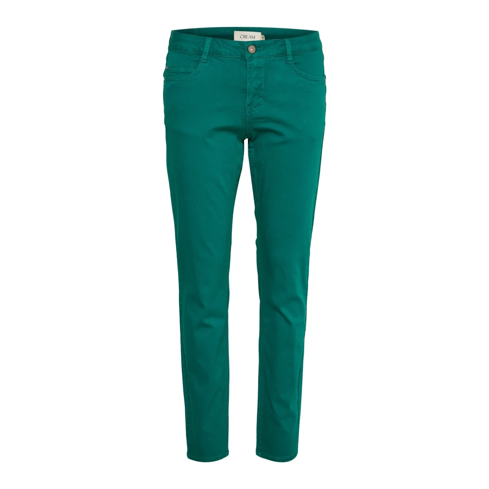 Cream Straight-leg Twill Pant Proud Peacock Green Dames