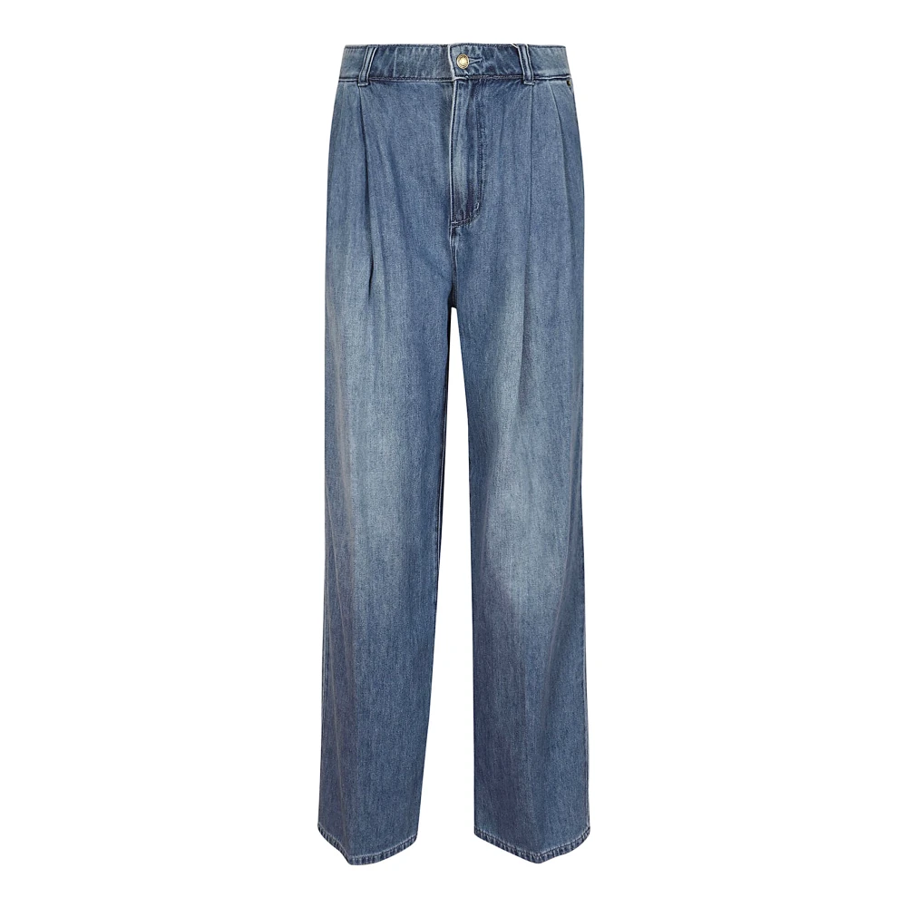 Michael Kors Blauwe Denim Jeans met Rits en Knoop Blue Dames