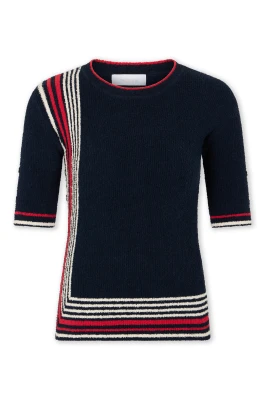 Marinblå Terry Jersey Randig Topp
