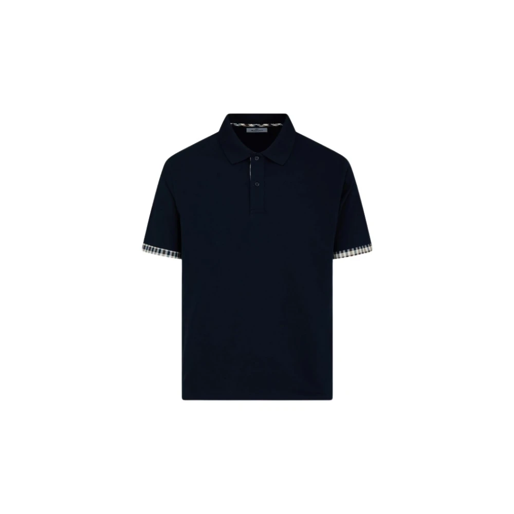 Aquascutum Men's Blue Short Sleeve Polo - Polo Shirts - 3XL - Tops