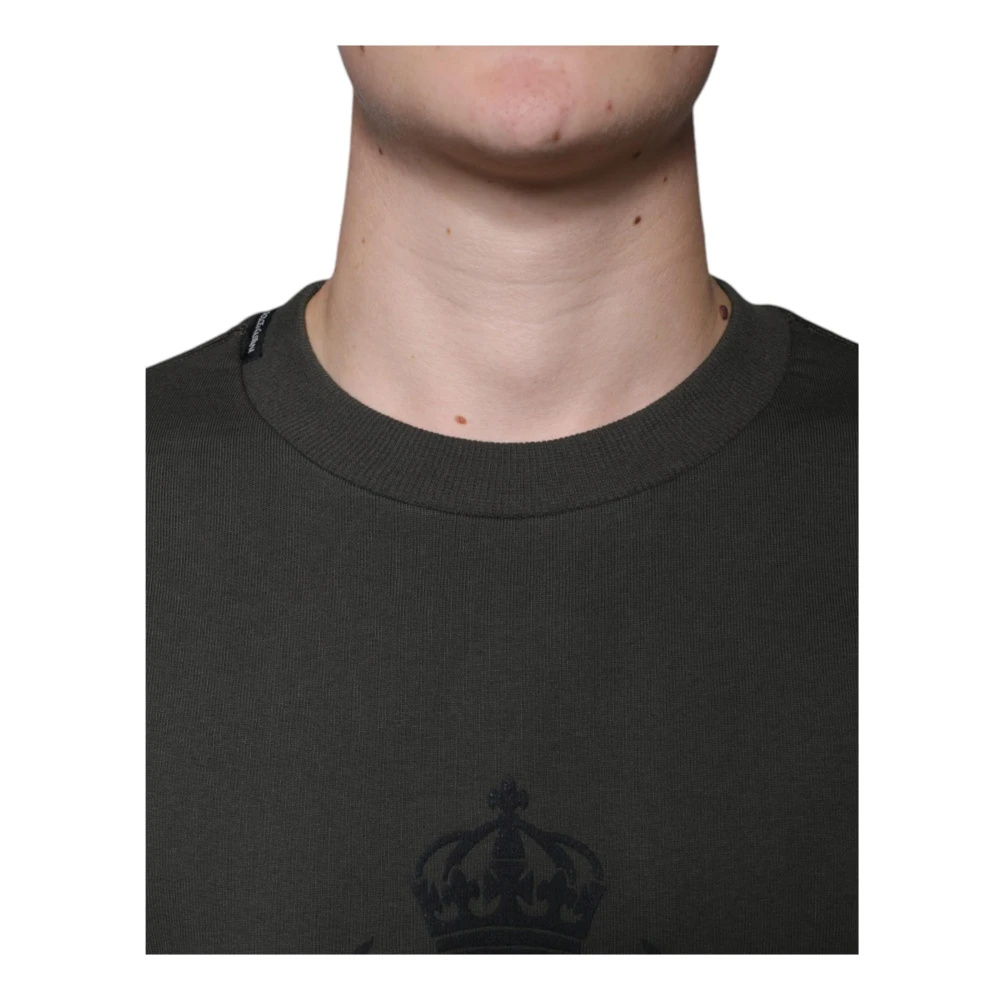 Dolce & Gabbana Kroon Logo Crew Neck Sweater Green Heren