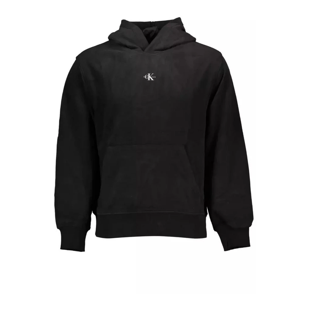 Calvin Klein Men's Black Hoodies, 2XL, Cotton Hooded Jumper With Printed Logo