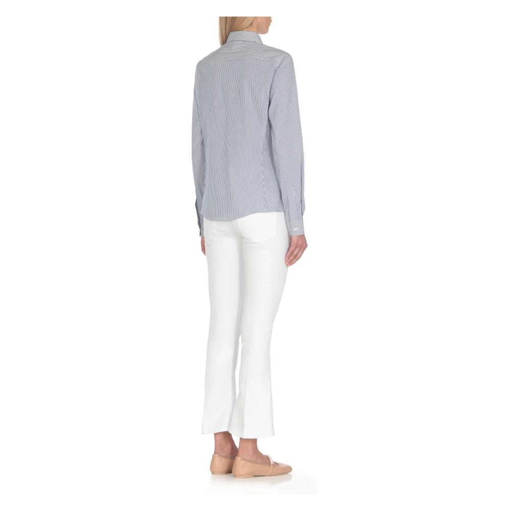 Fay Blauw Gestreept Katoenen Overhemd met Kraag Blue Dames