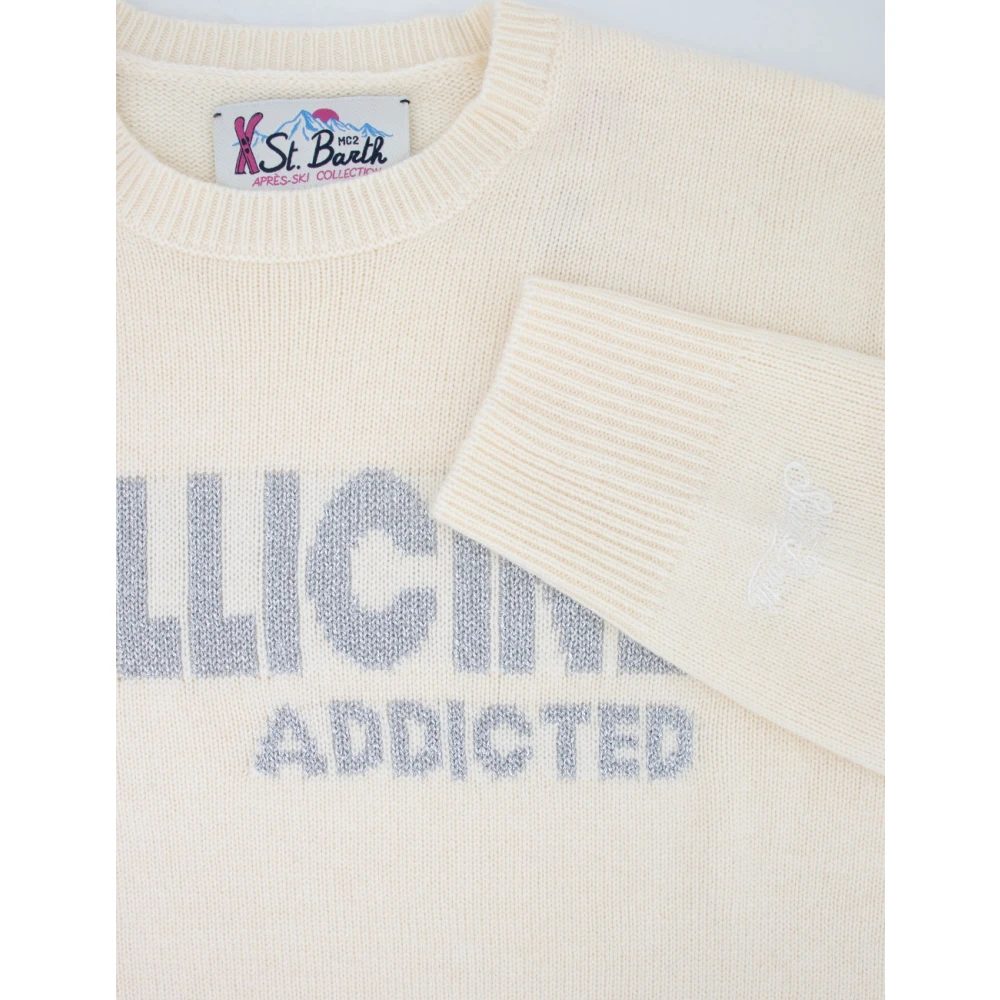 MC2 Saint Barth Geborduurde Crew-Neck Pullover Beige Dames
