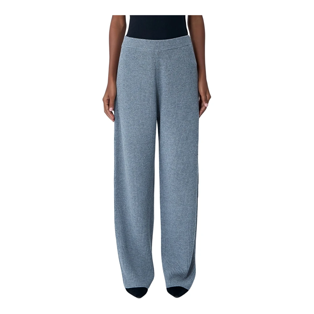 Sportmax Vrouw Grijs Wollen Broek Met Kasjmiermix