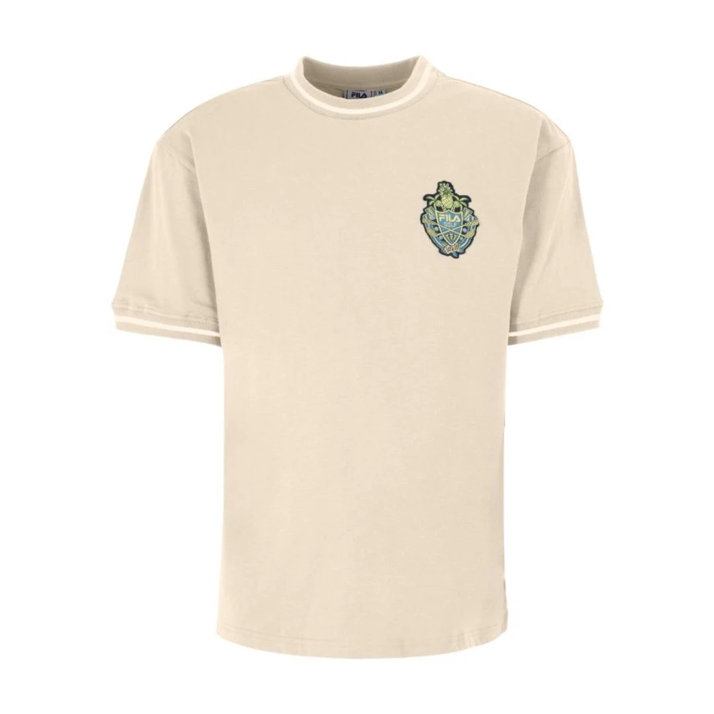 Fila Logo Katoenen T-shirt voor Mannen Beige Heren