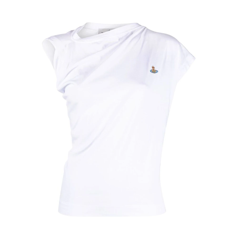 Vivienne Westwood Witte Katoenen Asymmetrische Geborduurde Logo Top White Dames