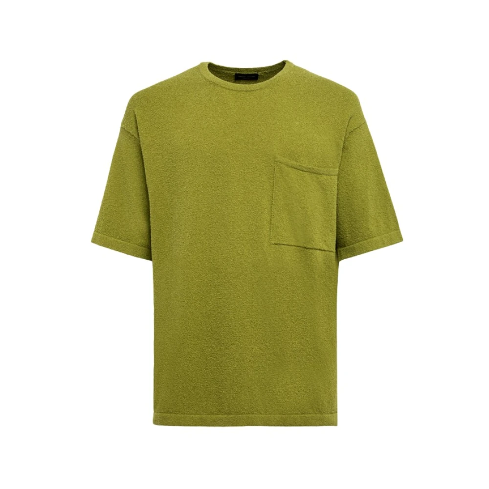 Roberto Collina Italiaans Terry Gebreid T-Shirt Green Heren