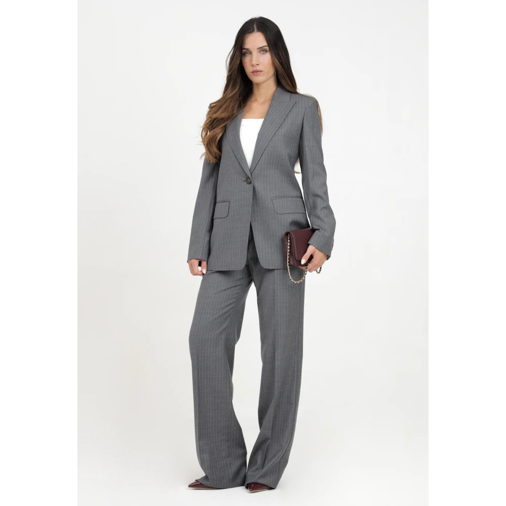 Max Mara Grijze Gestreepte Wijde Pijp Broek Gray Dames