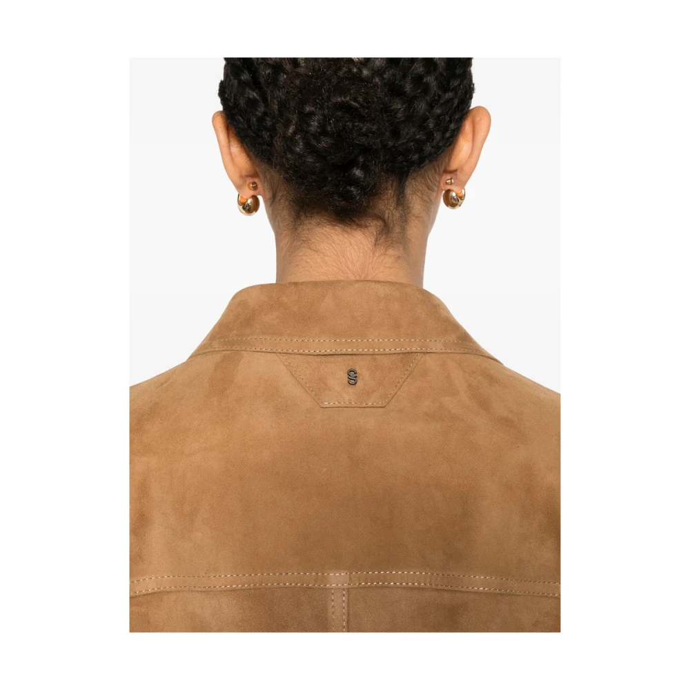 Salvatore Santoro Beige leren bovenkleding met knoopsluiting Beige Dames