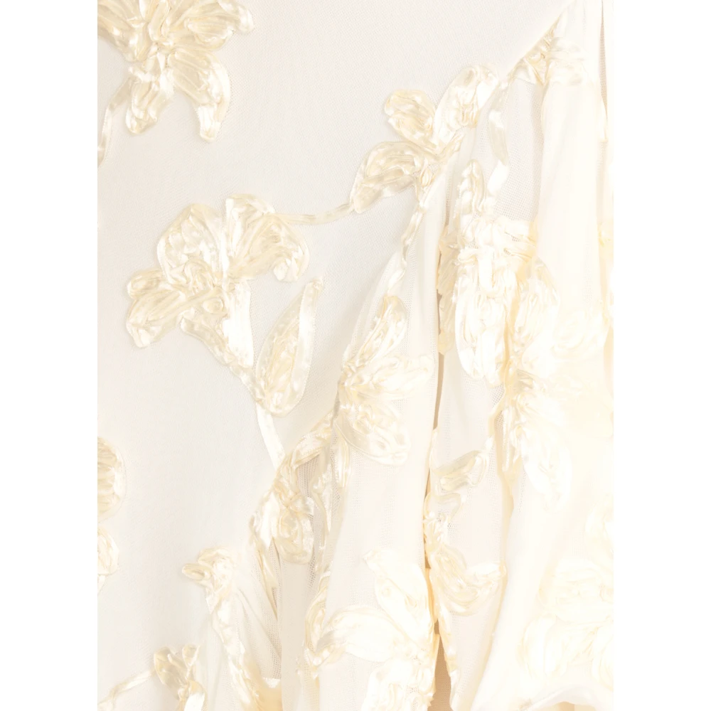 Rotate Birger Christensen Gestempeld Bloemenpatroon Ivoor Jurk Beige Dames