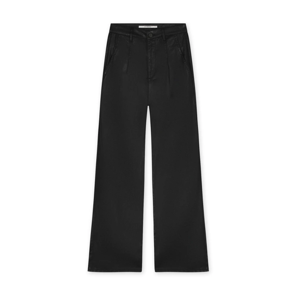 Homage Zwarte Flowy Coated Geplooide Jeans Black Dames