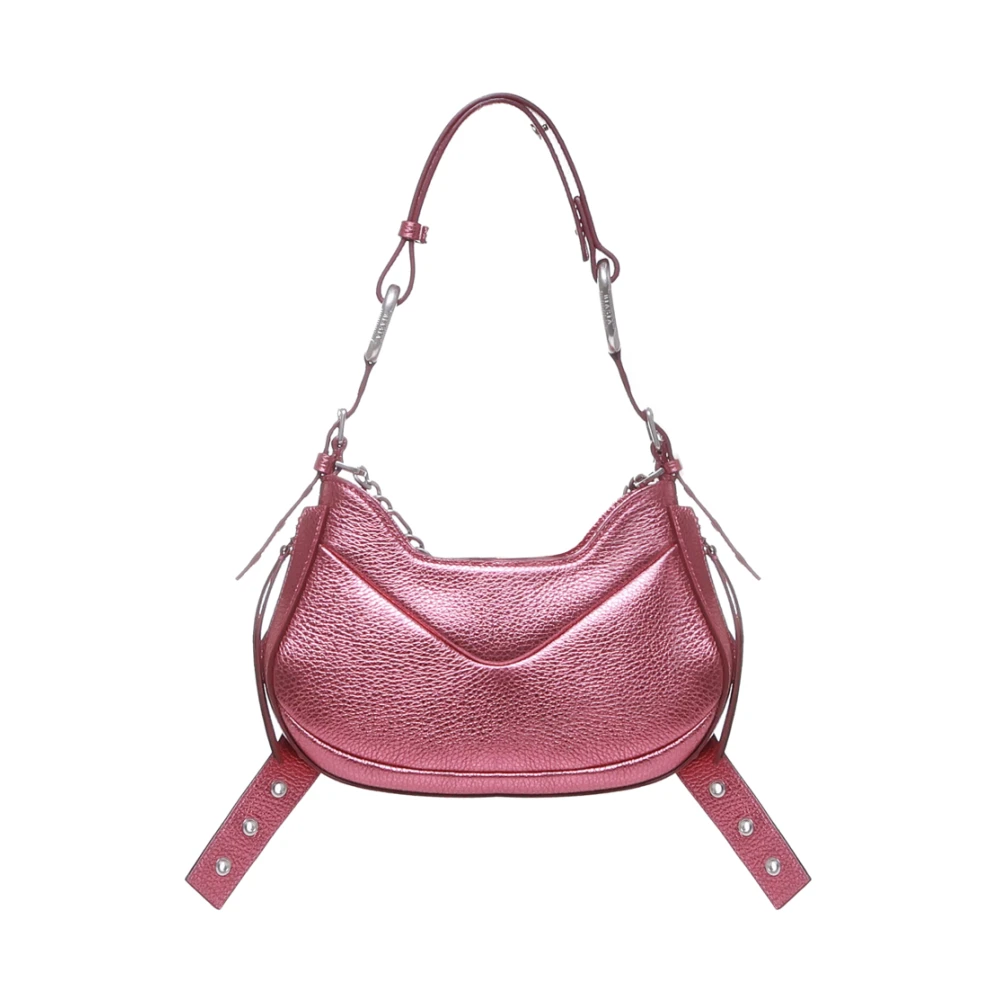 Biasia Metallic Magenta Leren Schoudertas Pink Dames