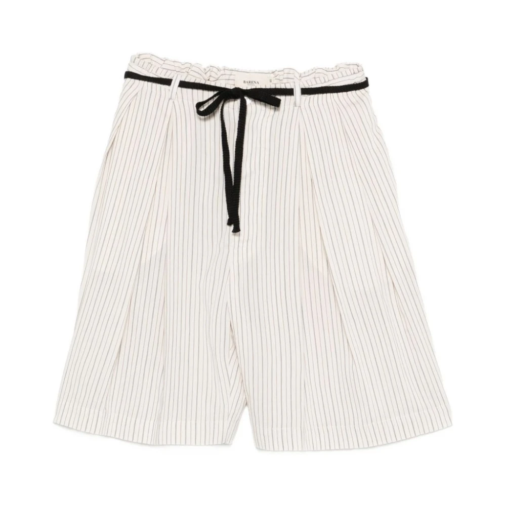 Barena Venezia Women's White Striped Belted Shorts - Casual Shorts - S - Shorts