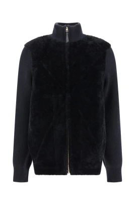 Shearling Fold Jacka med Hög Krage
