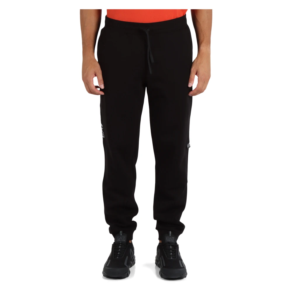 Emporio Armani EA7 Sportieve katoenen sweatpants met reliëflogo Black Heren