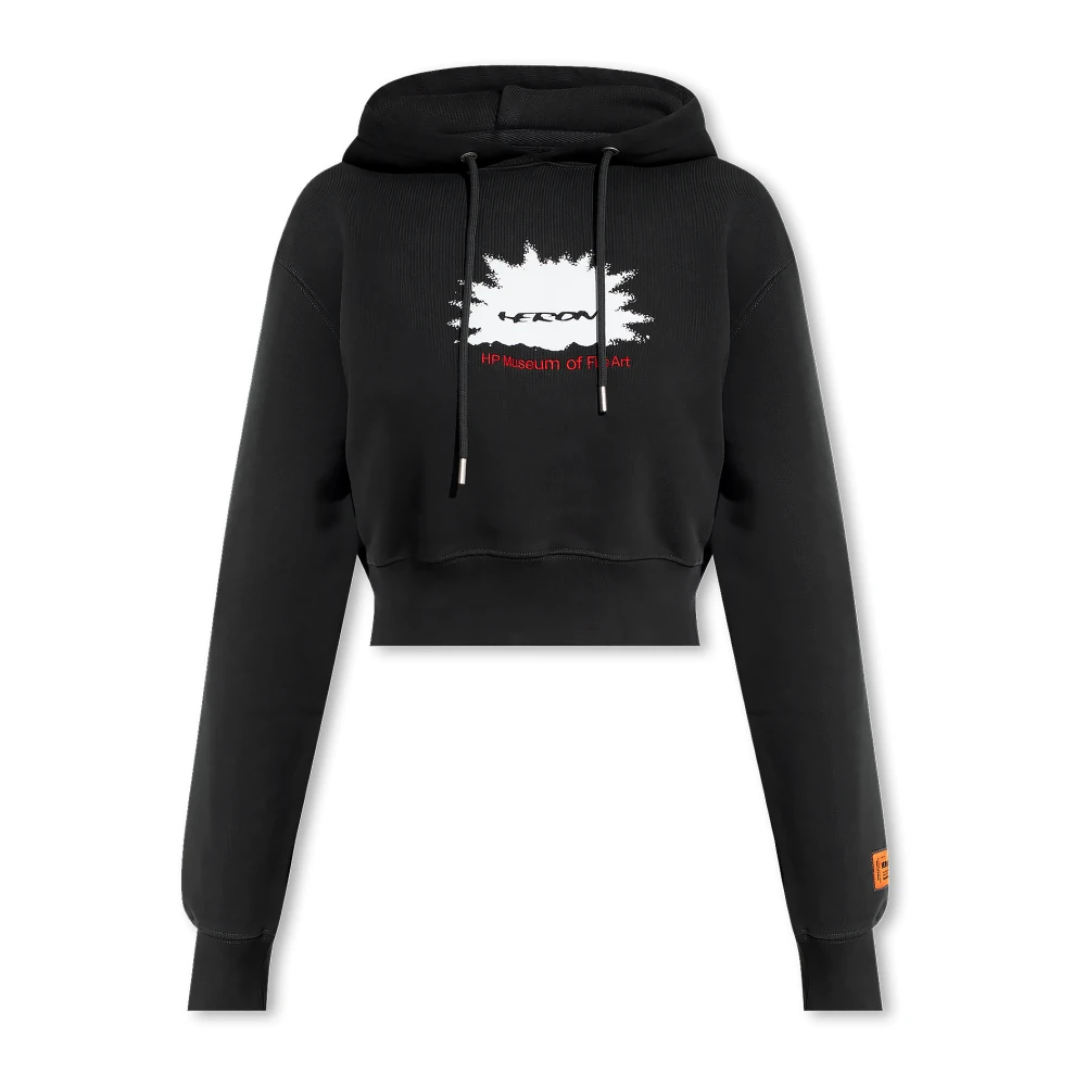 Heron Preston Cropped hoodie met logo Black Dames