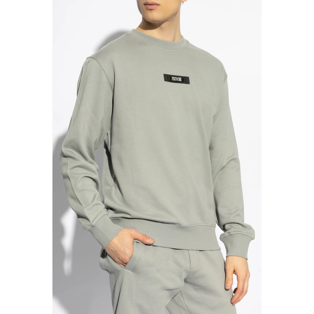Versace Jeans Couture Sweatshirt met logopatch Gray Heren
