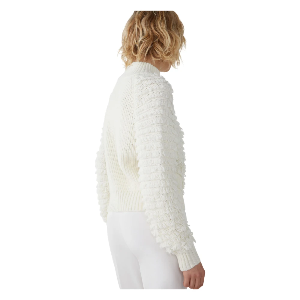 Iblues Crème 3D Trui Zachte Halslijn Beige Dames