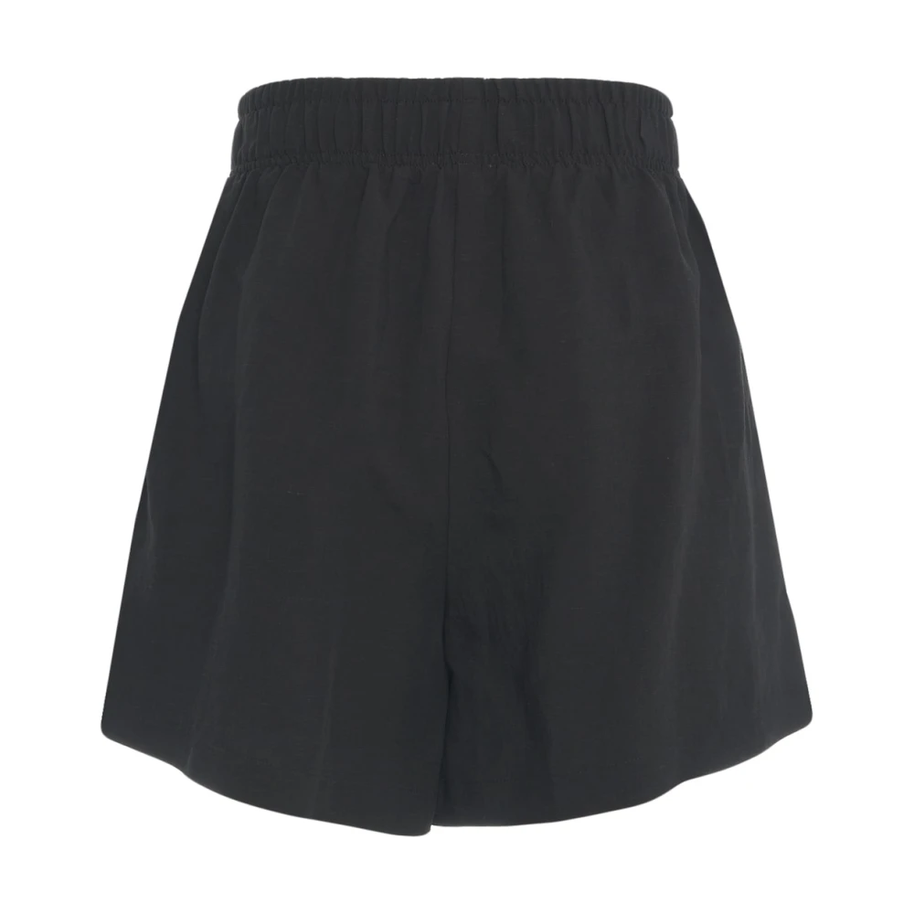8pm Zwarte linnen blend hoge taille bermuda's Black Dames