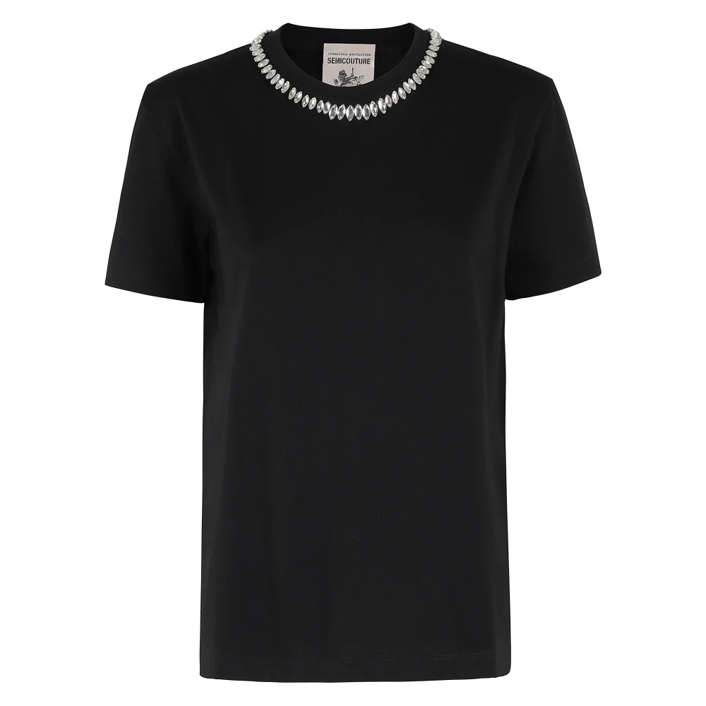 Semicouture Casual Katoenen T-shirt Black Dames