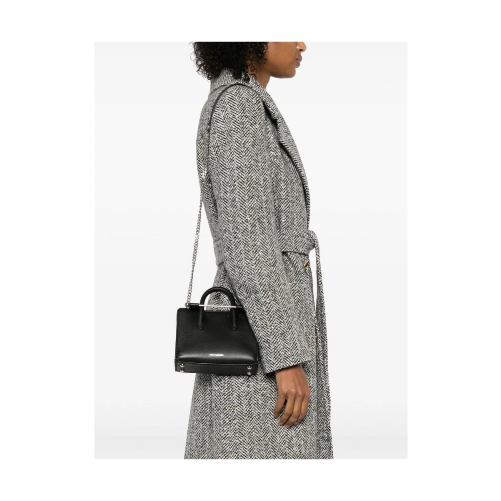 Strathberry Zwarte Leren Schoudertas met Ketting Black Dames