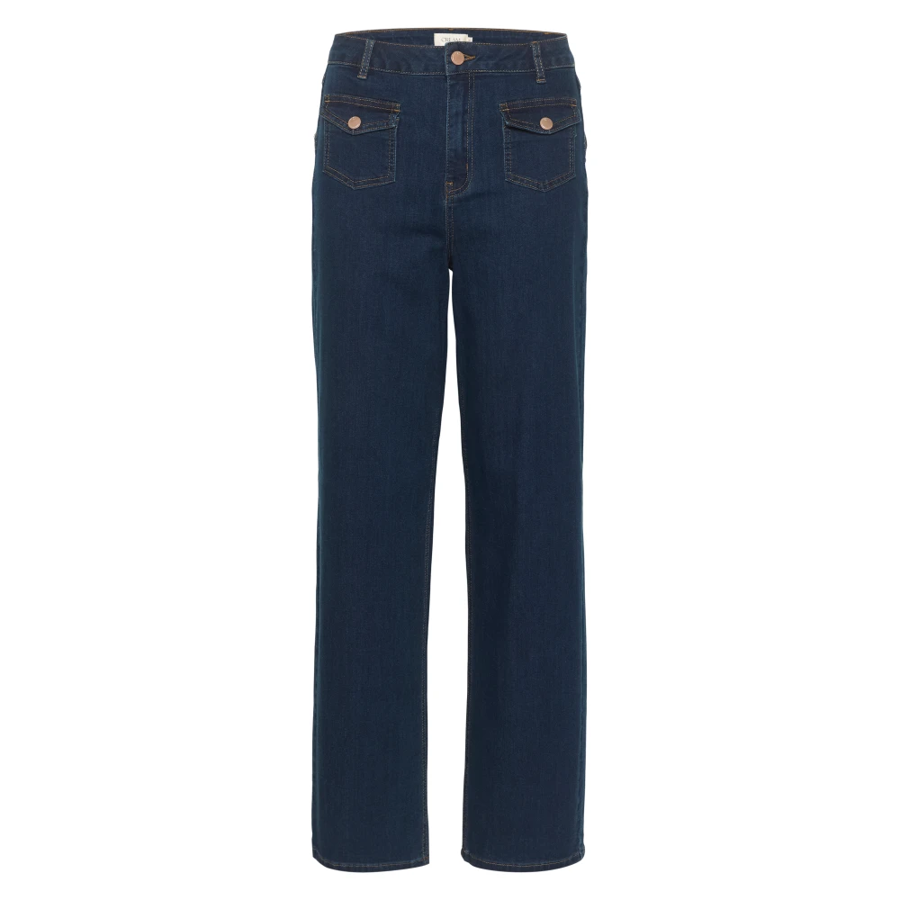 Cream Donkere Denim Straight Leg Jeans Blue Dames