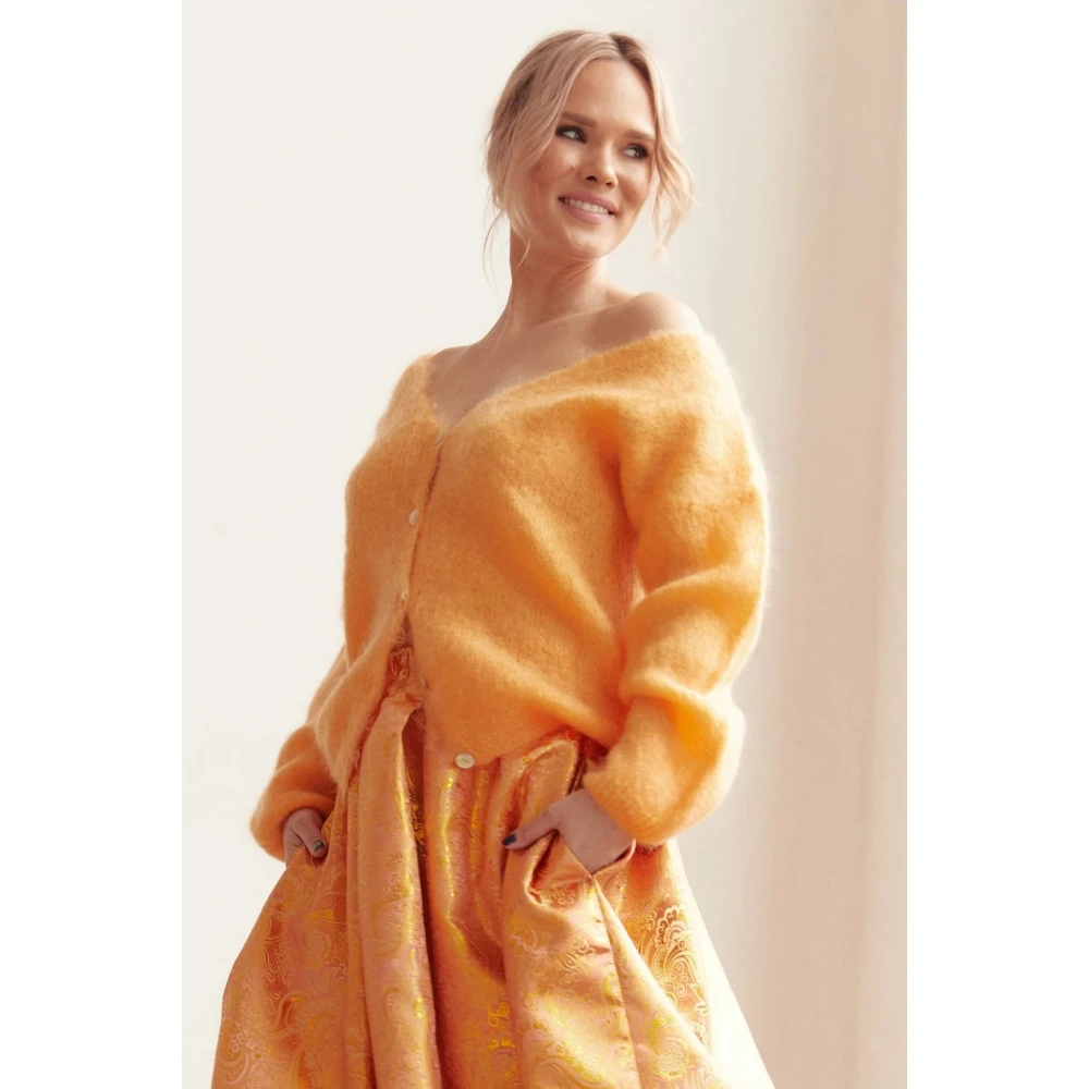 American Dreams Batik-geïnspireerde Mohair Cardigan Orange Dames