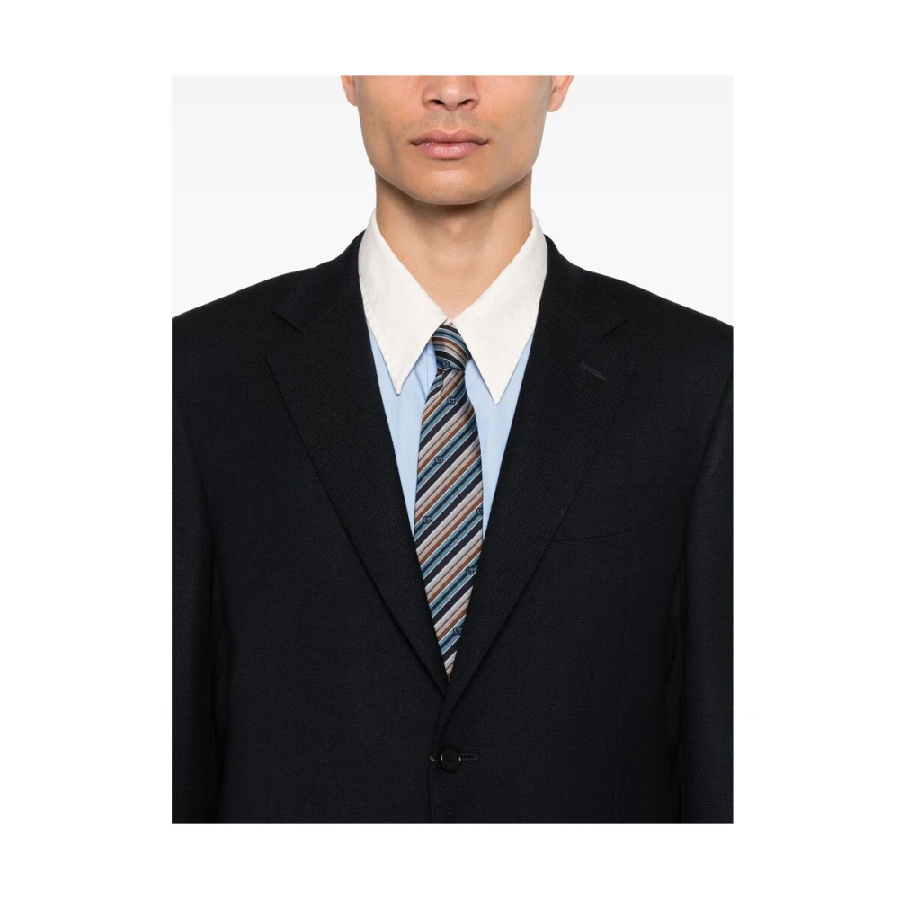 Canali Navy Blauw Wollen Jas Blue Heren