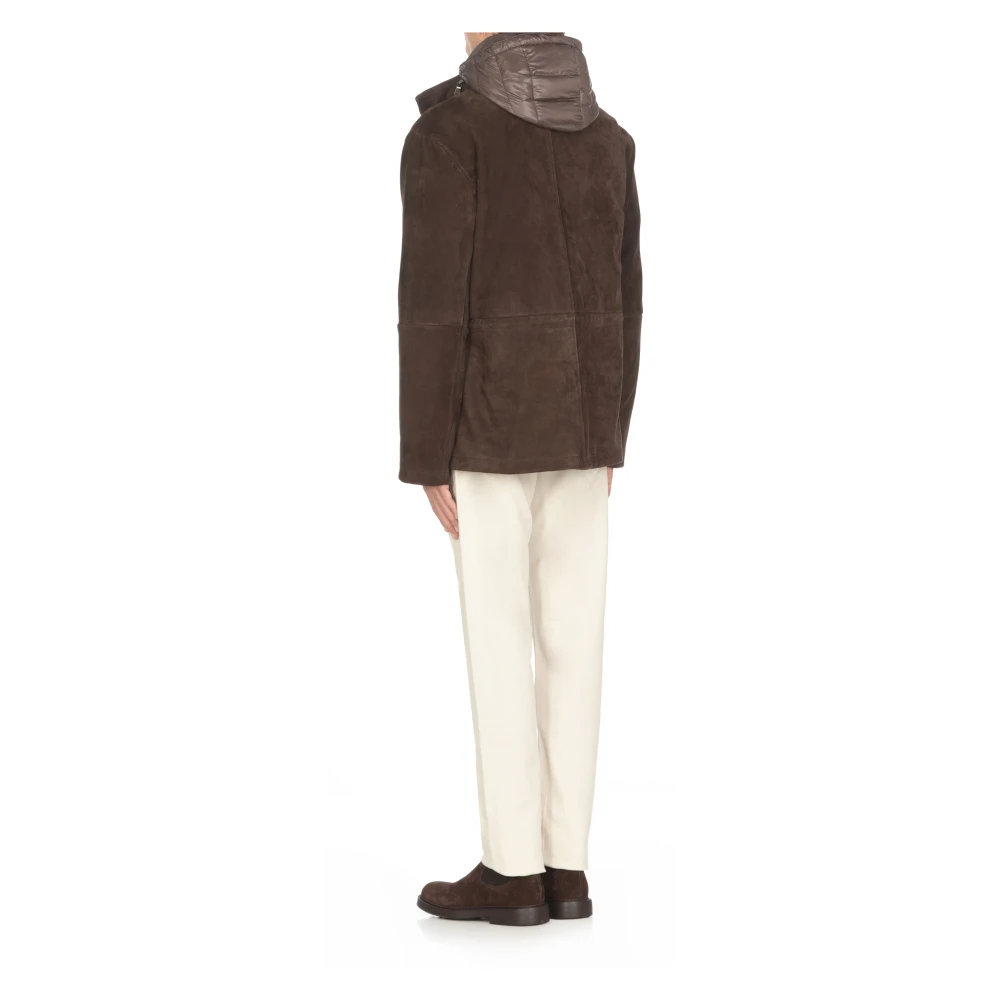 The Jack Leathers Bruine Suède Leren Jas met Capuchon Brown Heren