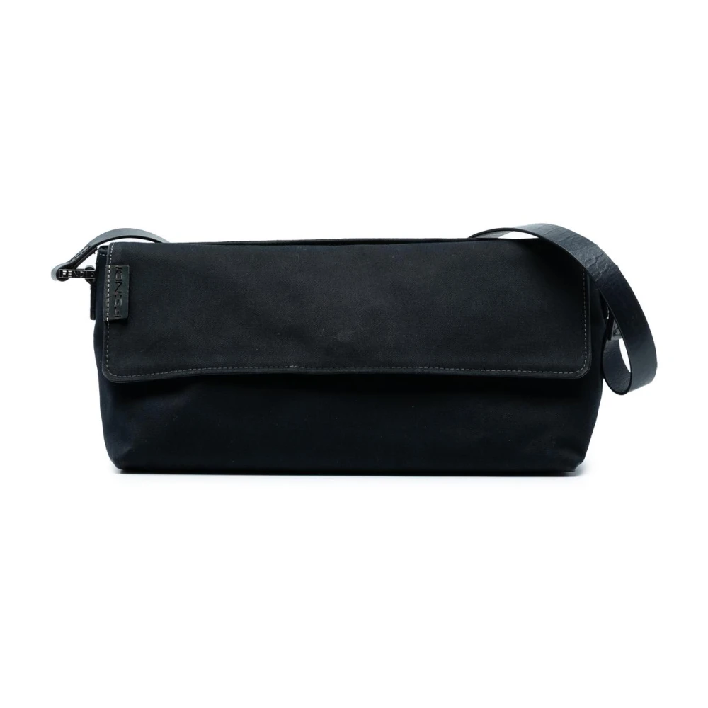 Fendi Vintage Women's Black Pre-Owned Stylish Canvas Shoulder Bag