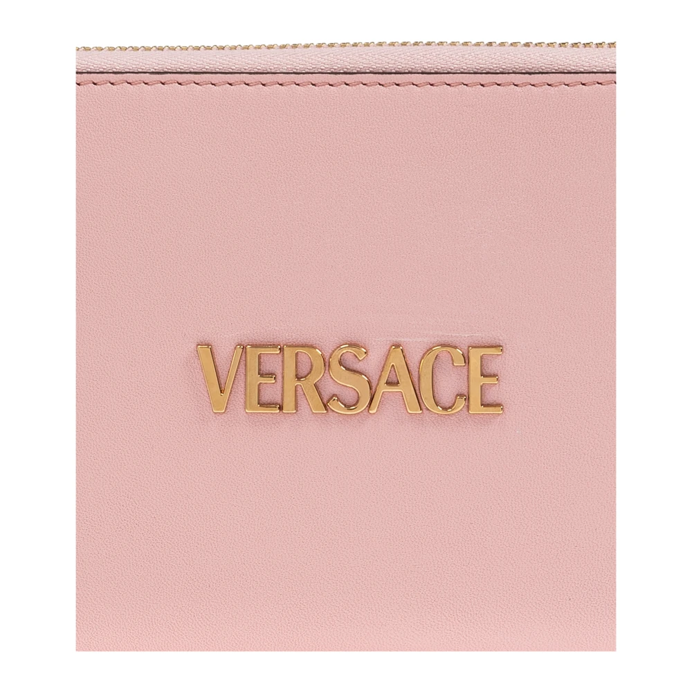 Versace Leren portemonnee met logo Pink Dames