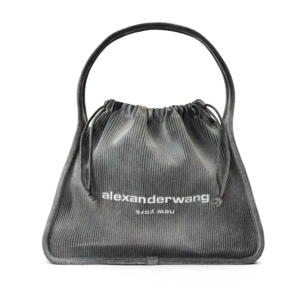 Alexander wang Grijze Katoenmix Geribbelde Gebreide Tas Gray Dames